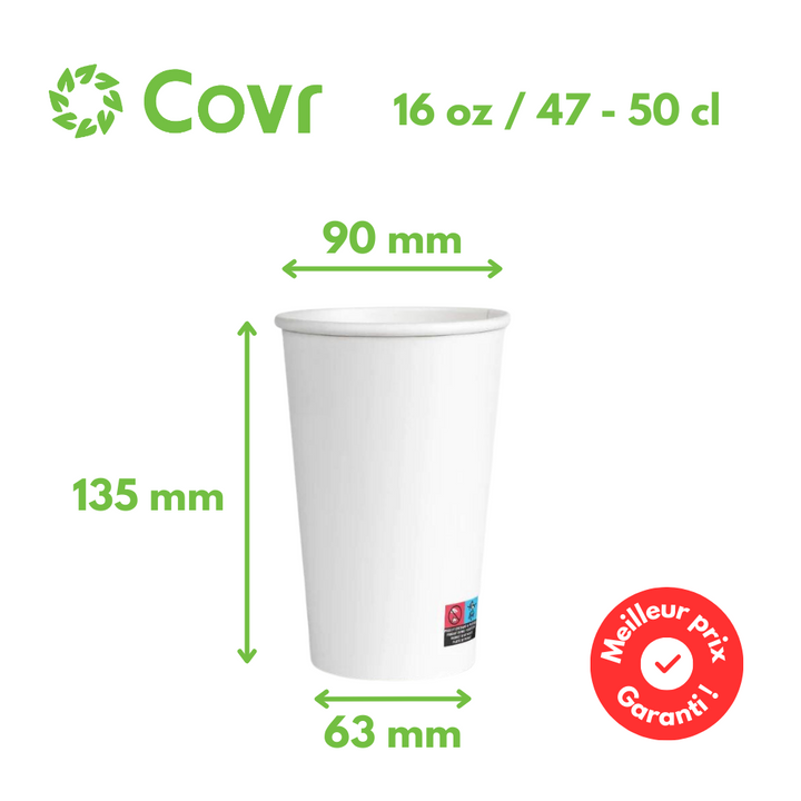 Vasos de cartón blancos 50 cl / 16 oz