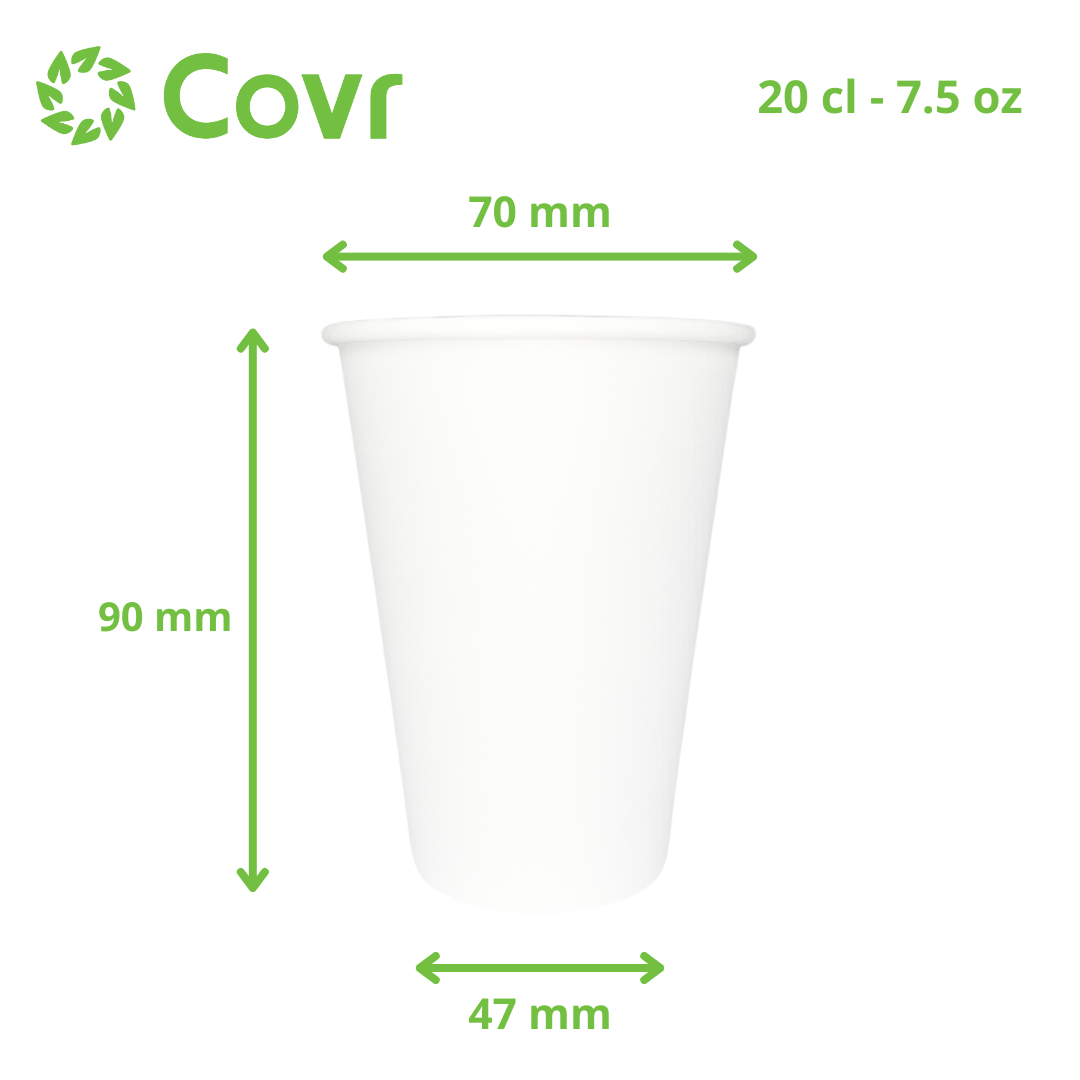 Vasos desechables de papel blanco 20 cl - 7.5 oz (3000 unidades)