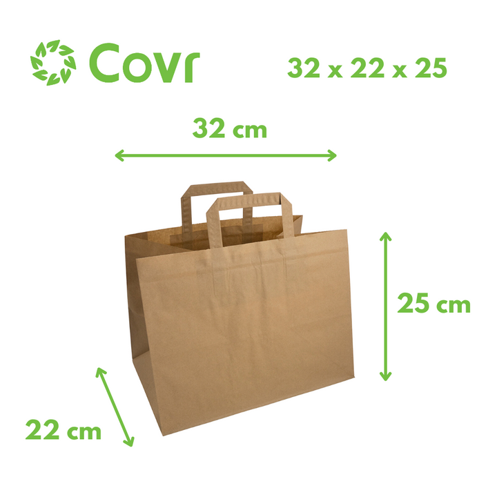 Brown Kraft paper bags 32+22x25 cm 80 gr (250 units)