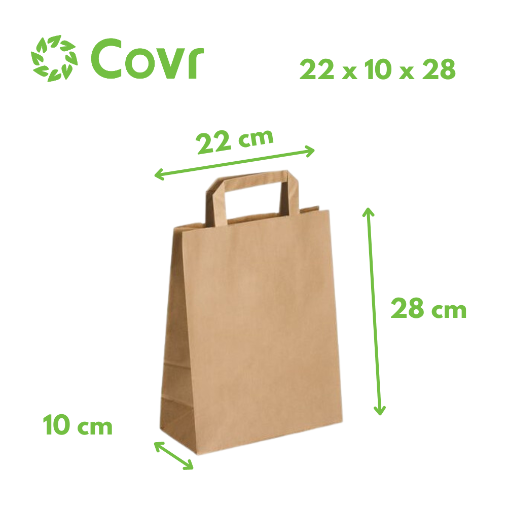 22+10x28 cm brown Kraft paper bags 80 gr (250 units)