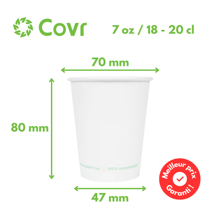 Vasos de cartón sin plástico 18-20 cl / 6-7 oz