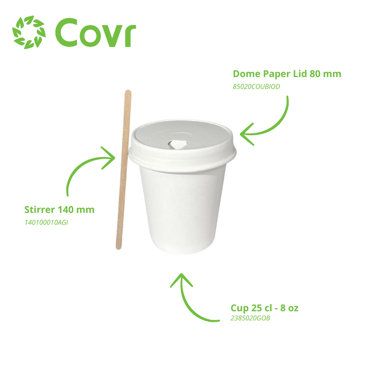 White paper cups 25 cl / 8 oz -  250 + 15 gsm