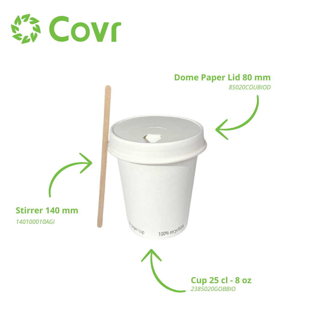 Plastic-free paper cups 25 cl / 8  -  255 gsm