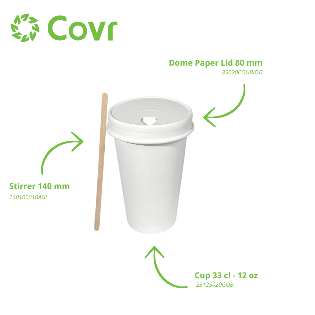 White paper cups 33 cl / 12 oz - 280 + 18 gsm