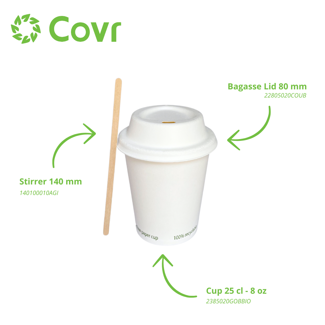 Plastic-free paper cups 25 cl / 8  -  255 gsm