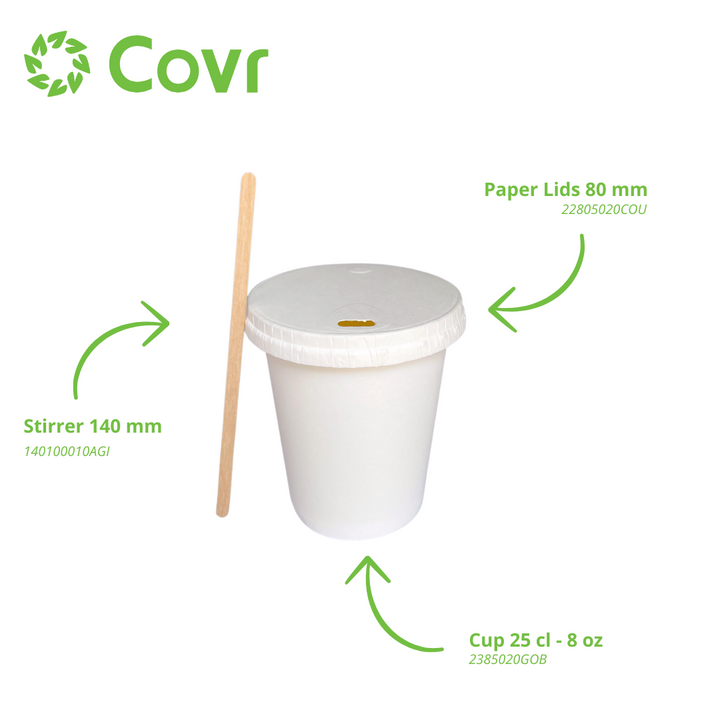 White paper cups 25 cl / 8 oz -  250 + 15 gsm