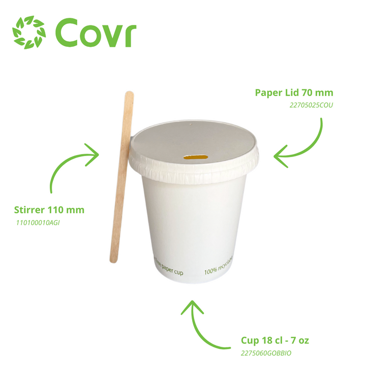 Plastic-free paper cups 18-20 cl / 6-7 oz - 225 gsm