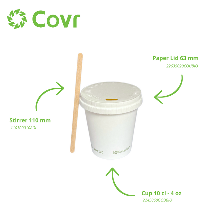 Plastic-free paper cups 10-12 cl / 4oz -  225 gsm