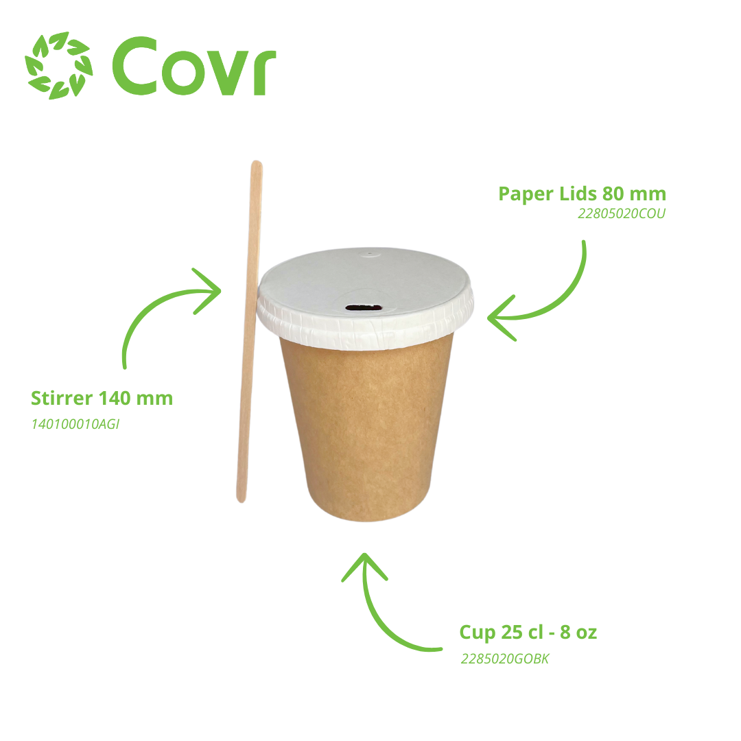 Kraft paper cups 25 cl / 8 oz - 280 + 18 gsm