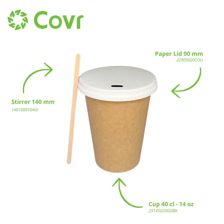 Kraft paper cups 40 cl / 14 oz - 300 + 18 gsm