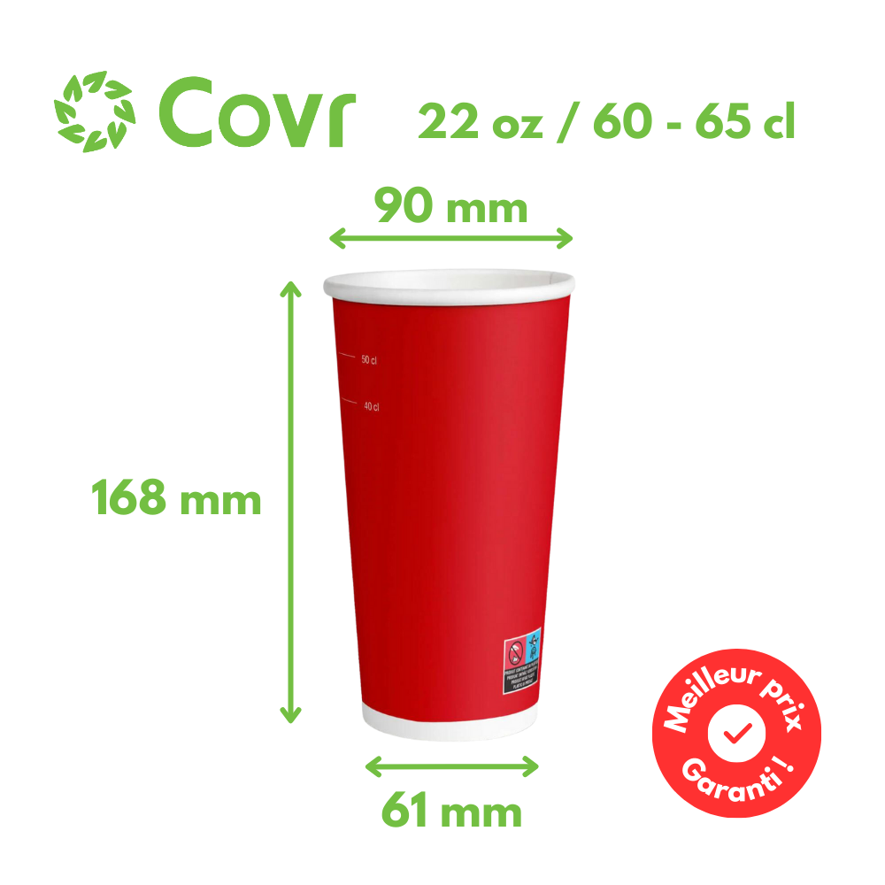 Red paper cups 65 cl / 22 oz cold drinks