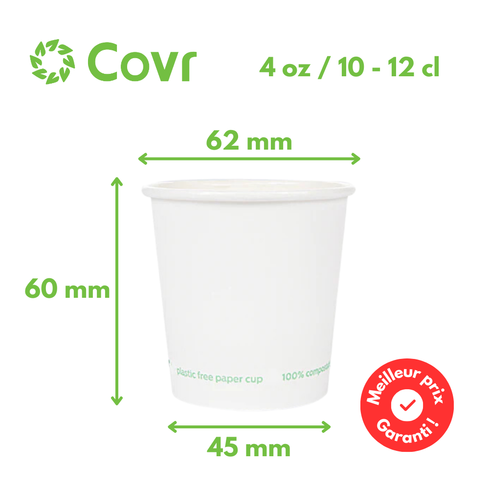 Vasos de cartón sin plástico 10-12 cl / 4oz -  225 gsm