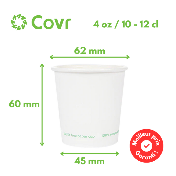 Plastic-free paper cups 10-12 cl / 4oz -  225 gsm