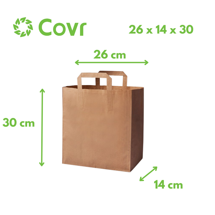 Brown Kraft paper bags 26+14x30 cm 80 gr (250 units)