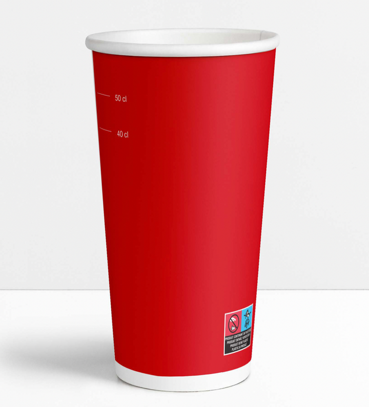 Vasos de cartón rojos 65 cl / 22 oz bebidas frías - 12 + 260 + 15 gsm