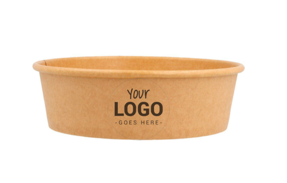 Customized brown cardboard kraft bowls/salad bowls 550ml + rPET lids (from 5,000)