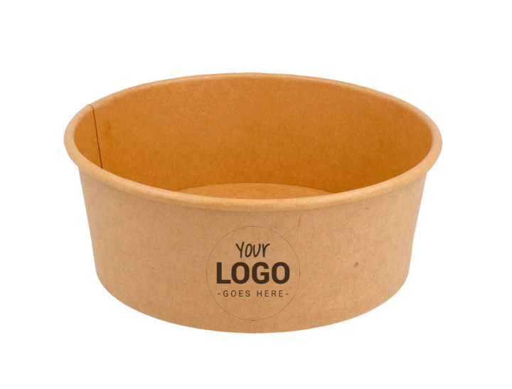 Customized brown kraft/paperboard bowls 750ml + rPET lids (from 10,800)