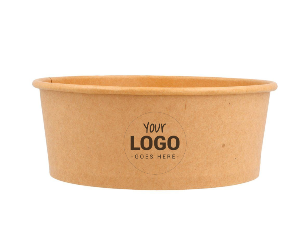 Customized brown kraft/paperboard bowls 750ml + rPET lids (from 10,800)