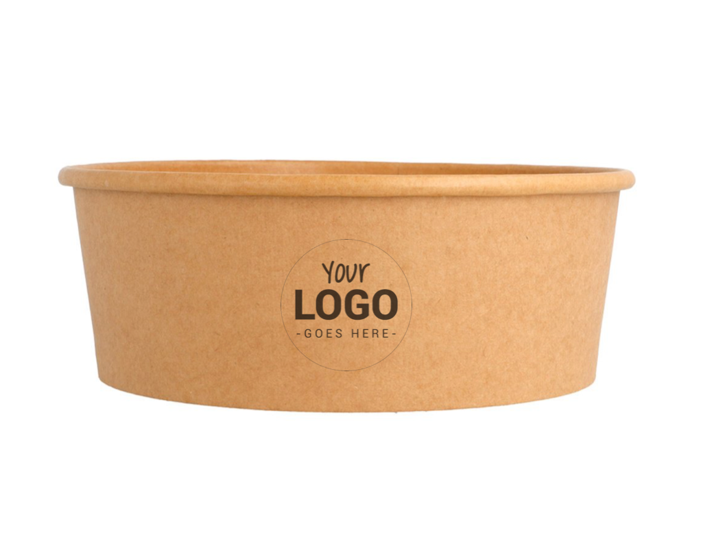 Customized brown cardboard kraft bowls/salad bowls 1300ml + rPET lids (from 10,000)