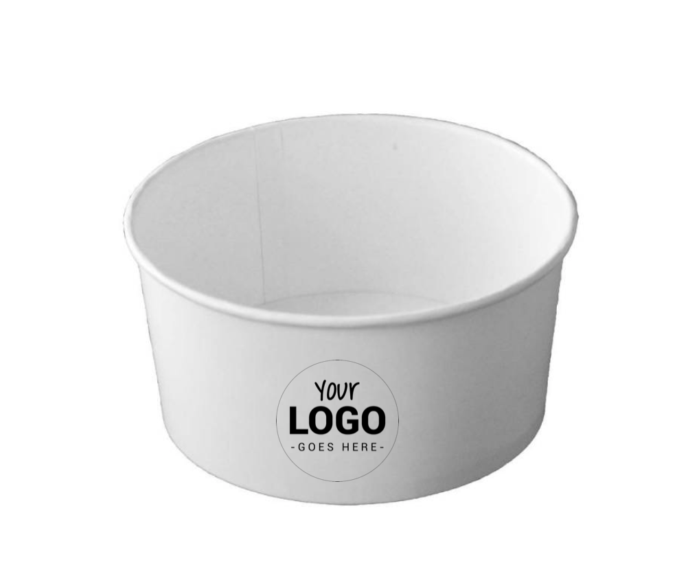 Customized white cardboard bowls/salad bowls 550ml + rPET lids (from 10,800)