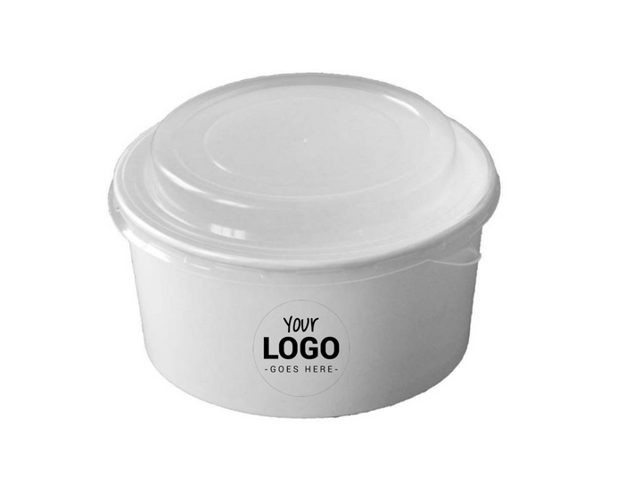 Customized white cardboard bowls/salad bowls 550ml + rPET lids (from 10,800)